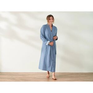 NEW Coyuchi Unisex Mediterranean Organic Cotton Robe Size M/L in Lake Blue